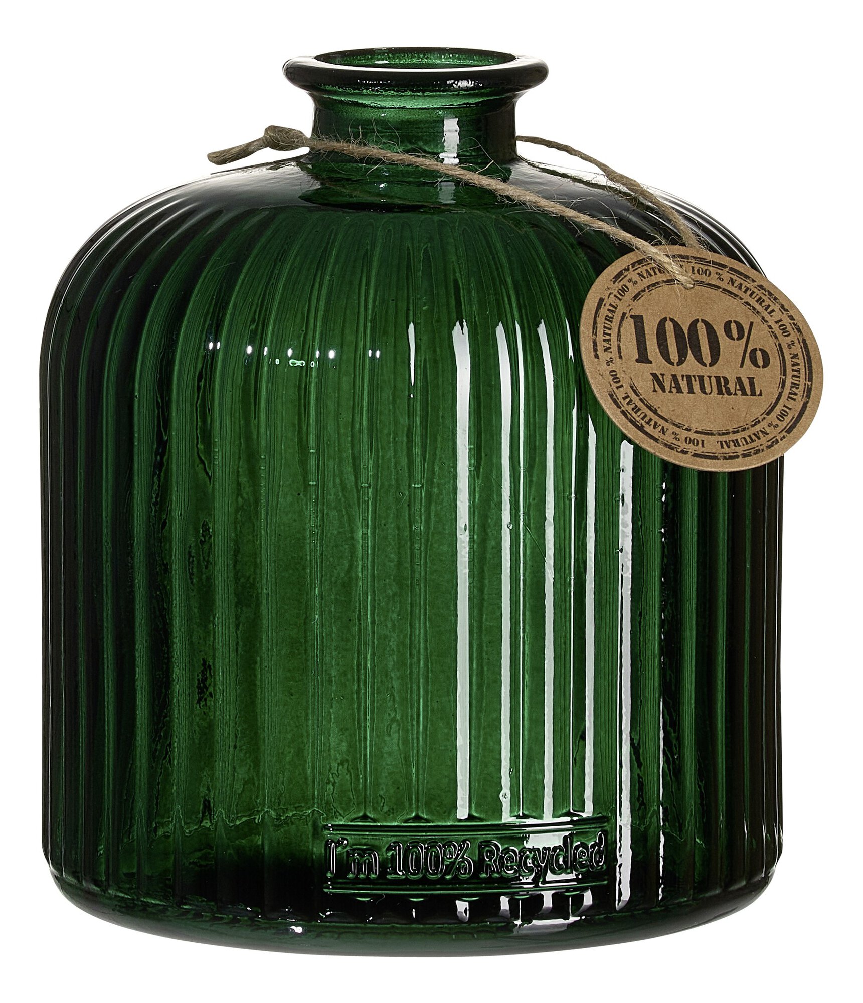 Grüne Glasvase aus 100% recyceltem Glas