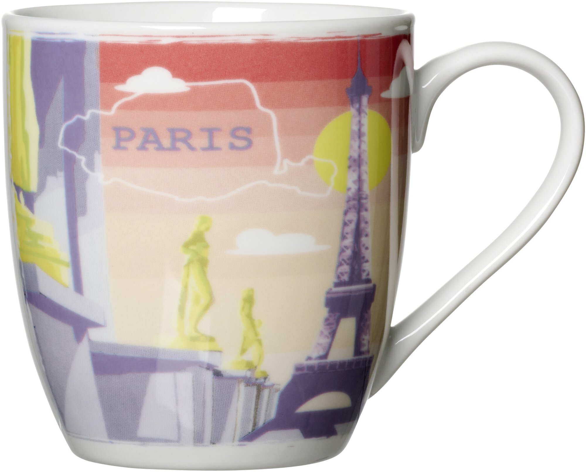 Weiße Tasse mit buntem Paris Eiffelturm Design