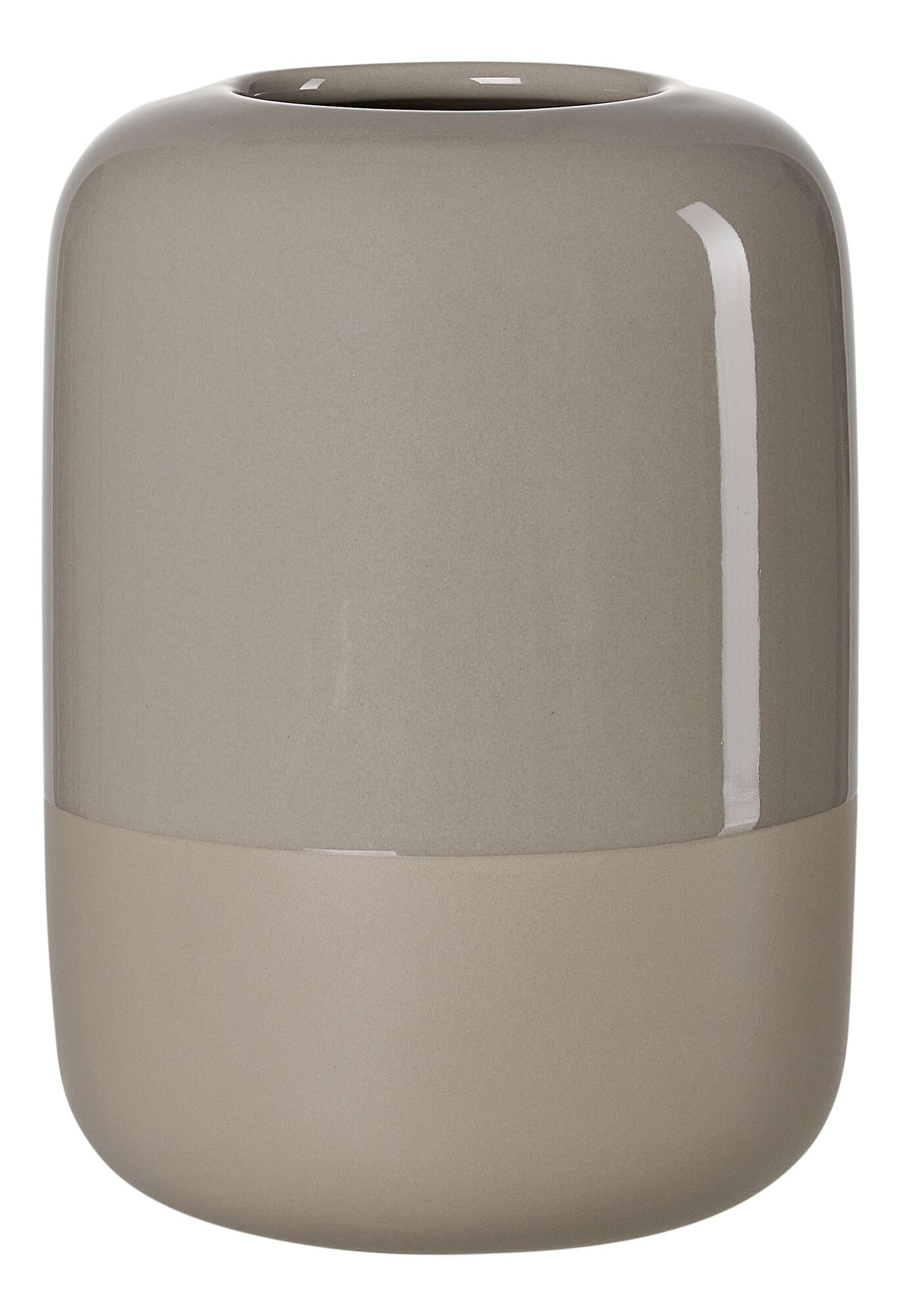 Graubraune Keramikvase mit matter und glänzender Oberfläche
