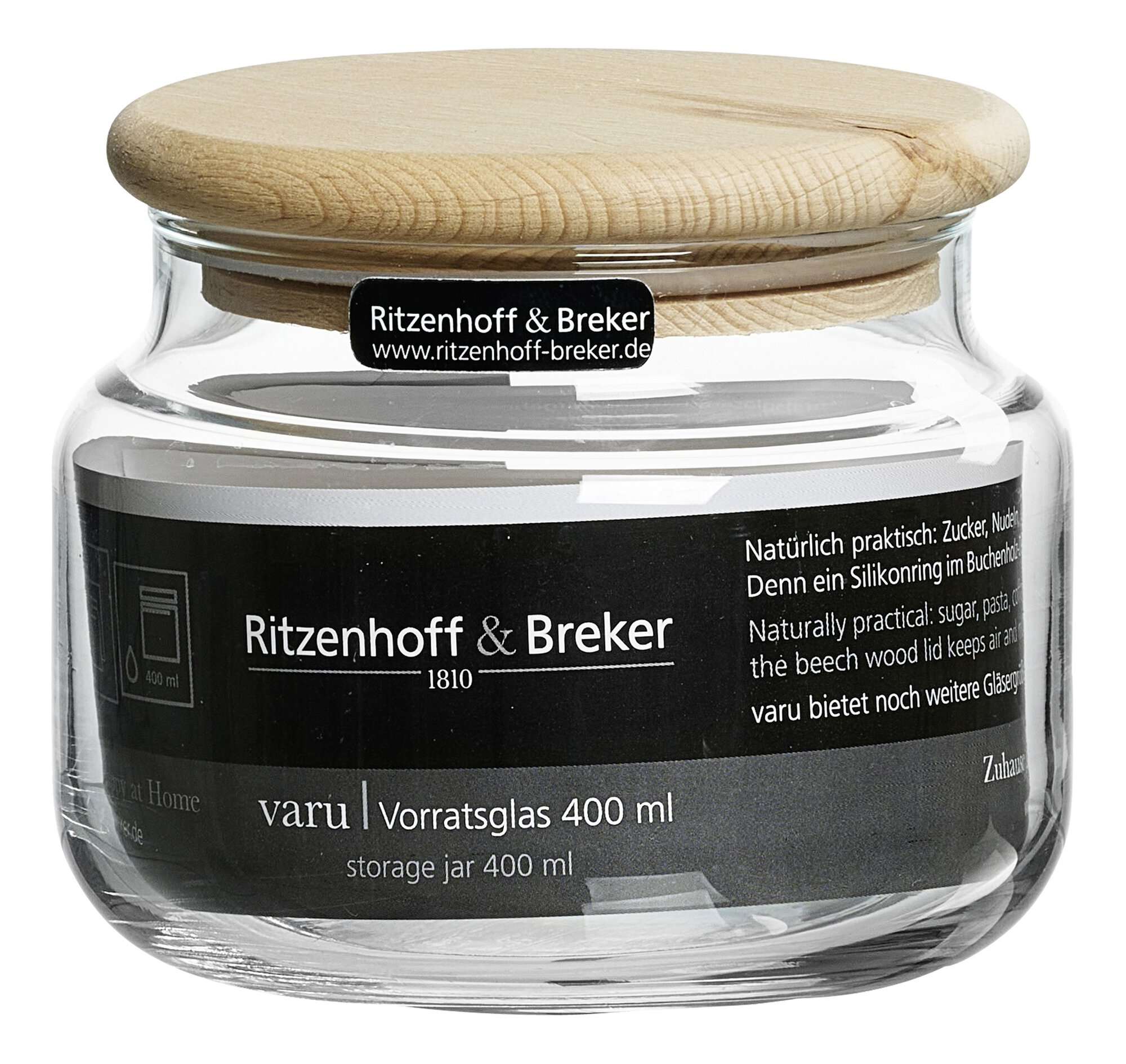 Vorratsglas 400 ml von Ritzenhoff & Breker mit Buchenholzdec