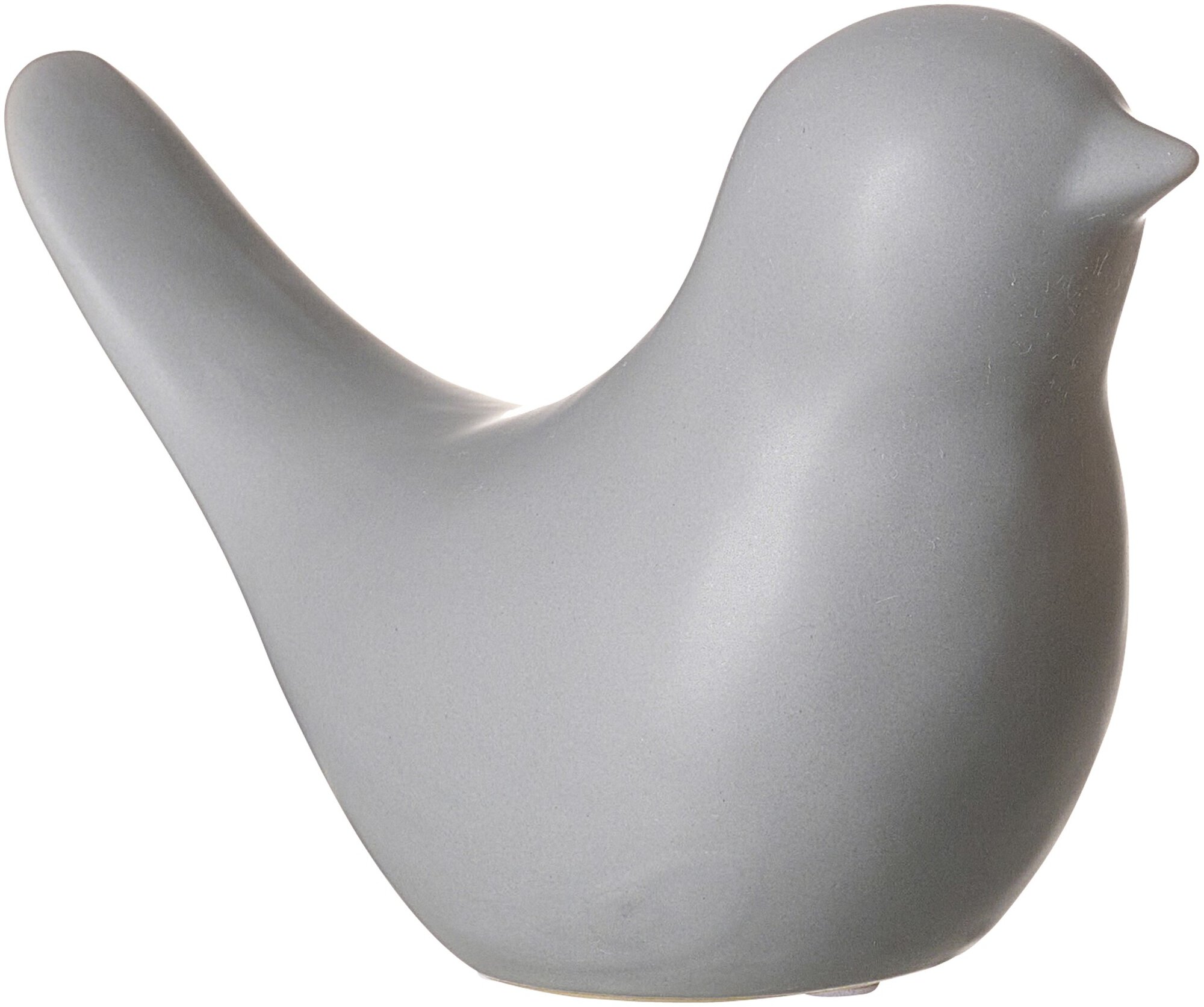 Grau matte Keramik Dekofigur in Vogelform