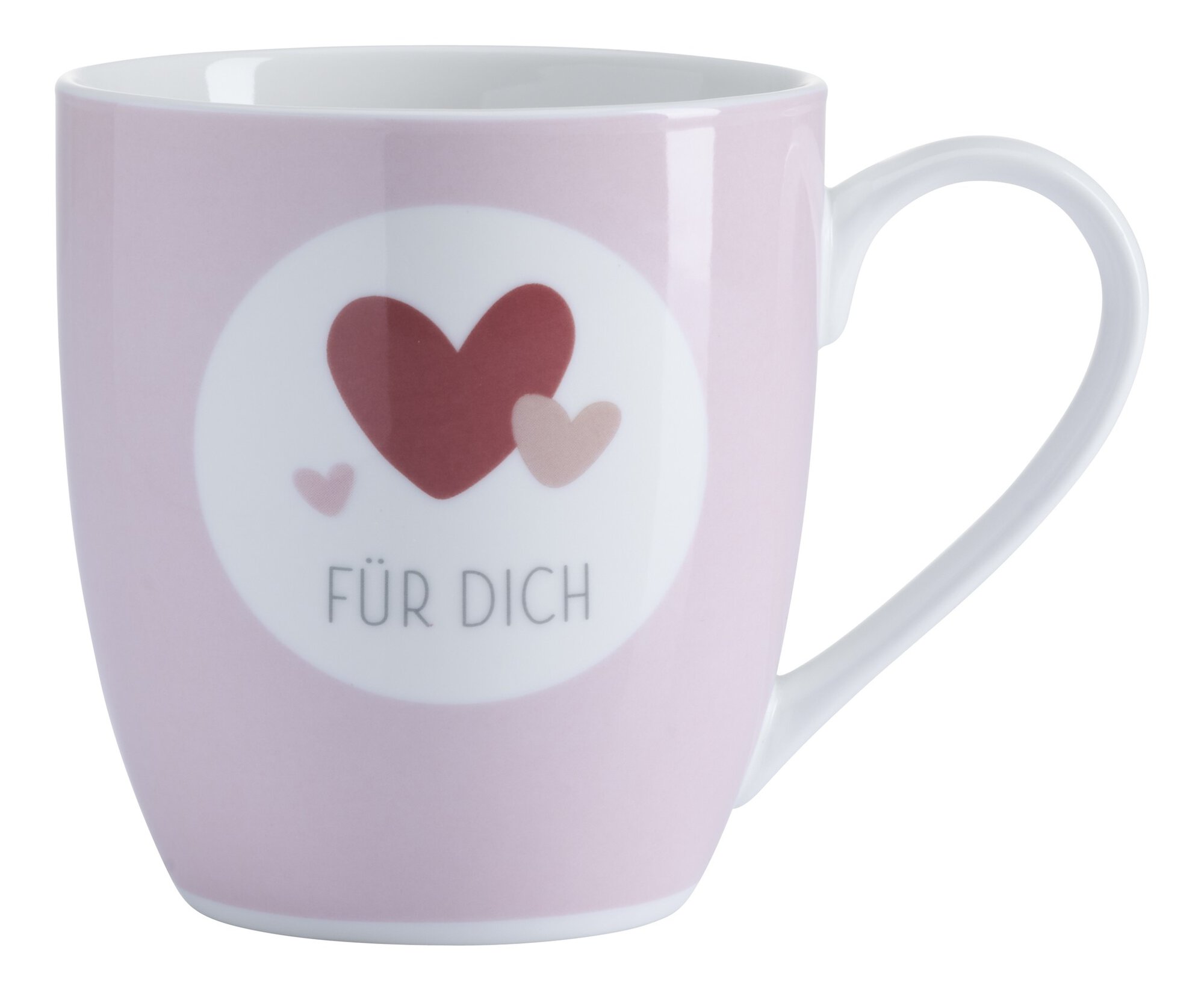 Rosa Tasse mit Herzen und Aufschrift Für Dich