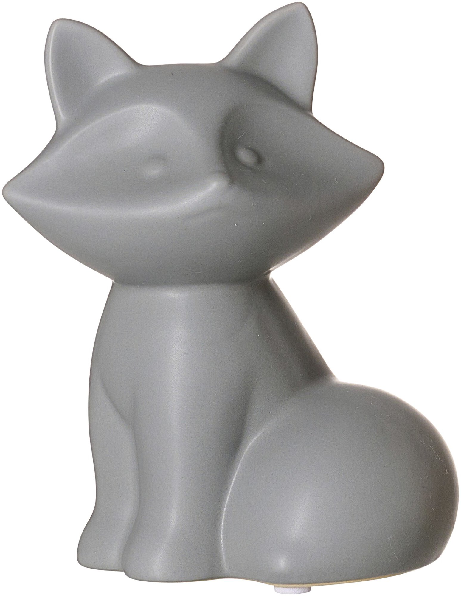 Kleine graue Fuchsfigur aus Keramik sitzend