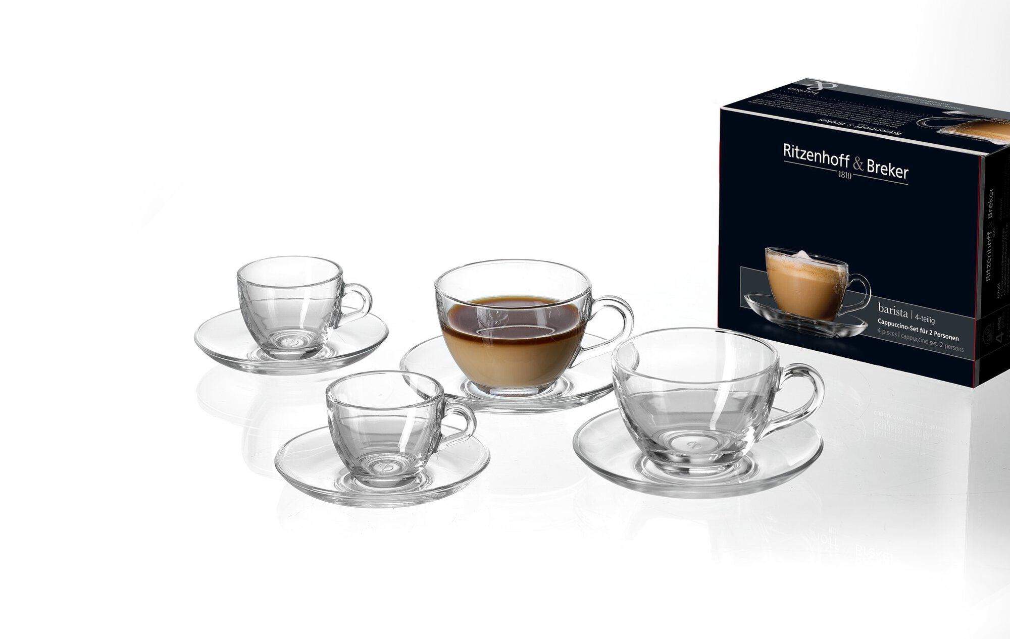 Gläsernes Cappuccino-Set von Ritzenhoff & Breker mit 4 Teile