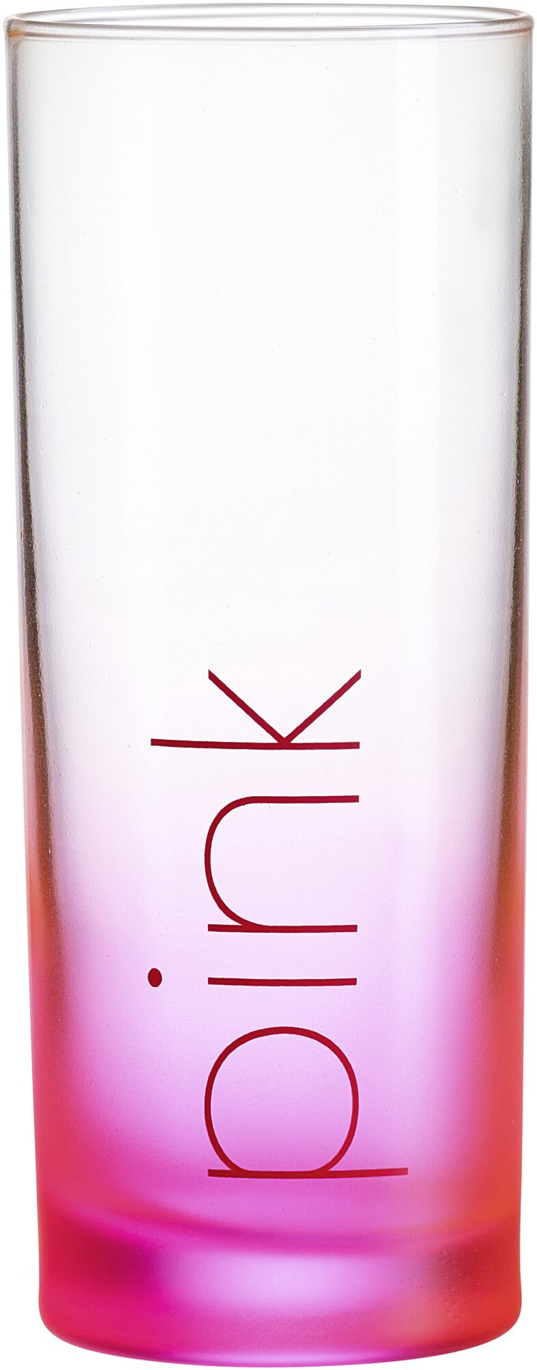Hohes pinkfarbenes Glas mit Pohárk-Schriftzug