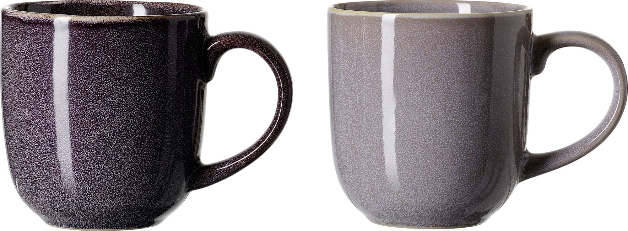 Zwei Kaffeetassen aus Keramik in dunkler und heller grauer F
