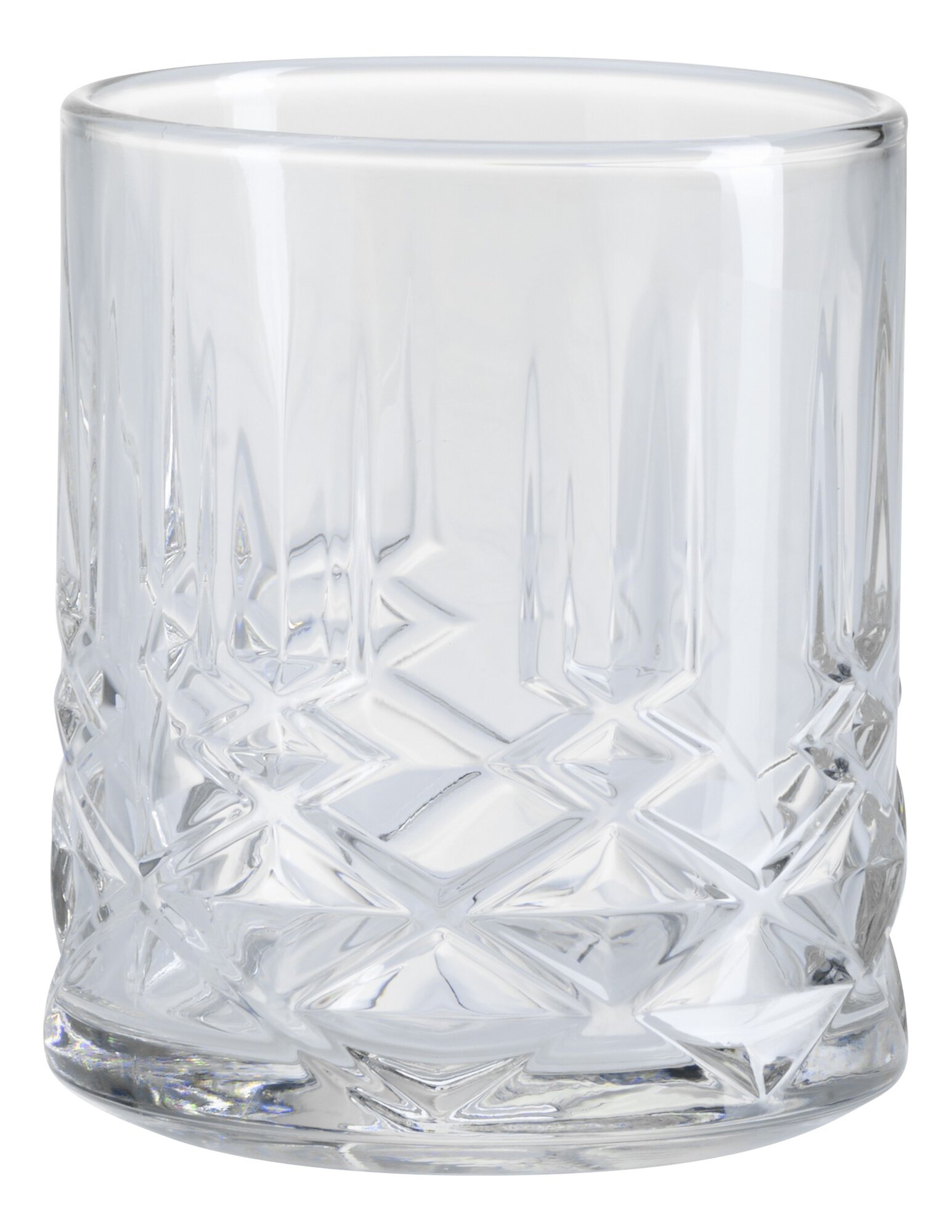Klares Whiskyglas aus Kristall mit Diamantschliff Muster