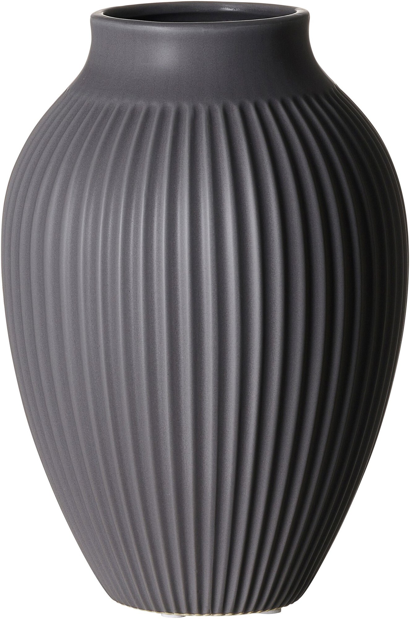 Geriffelte graue Vase aus Keramik