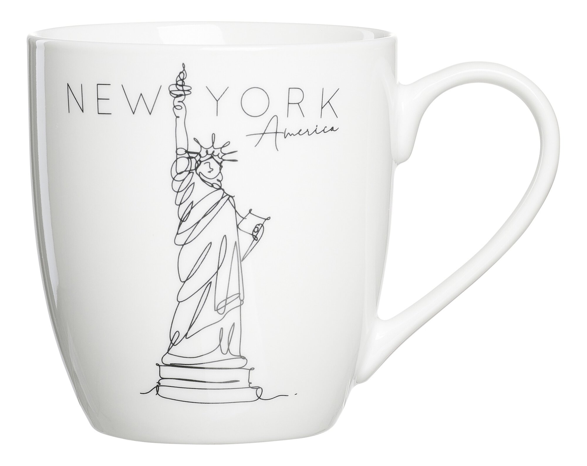 Weiße Kaffeetasse mit Liberty Statue und New York Motiv