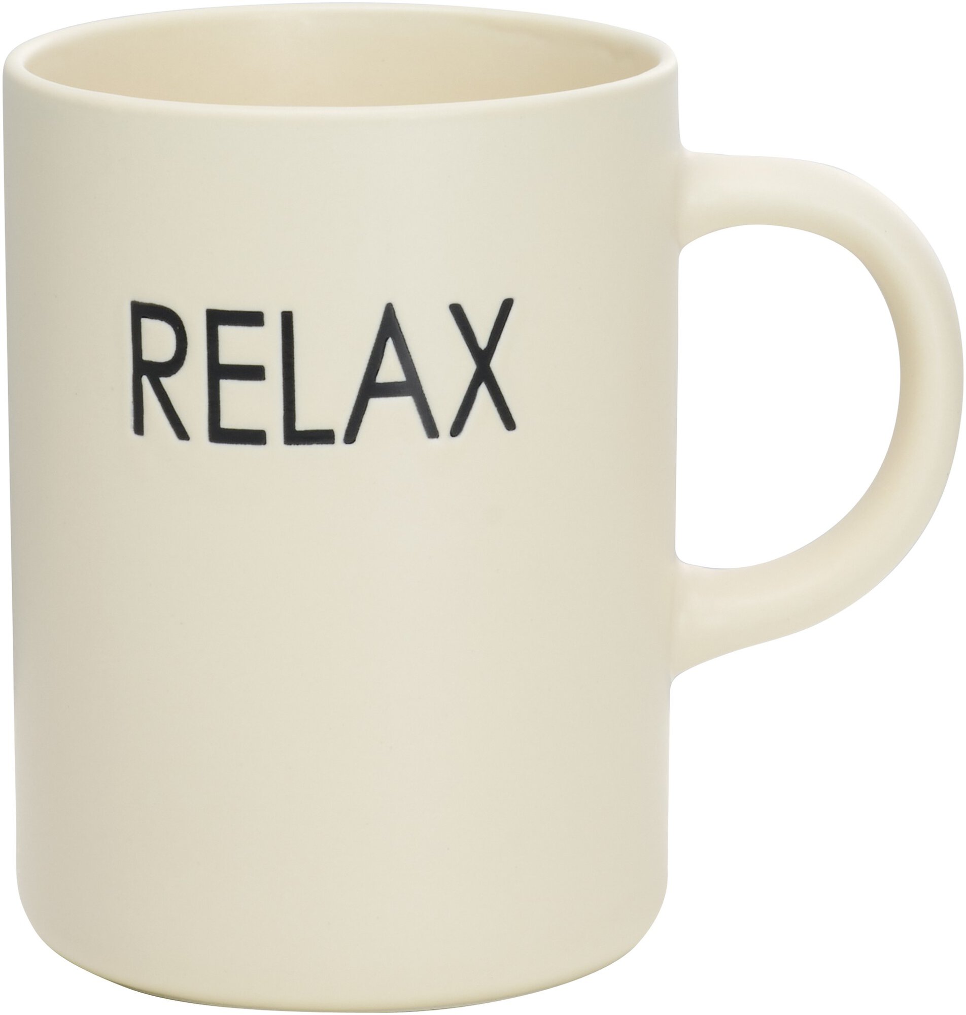 Beige Tasse mit Schriftzug RELAX und Henkel