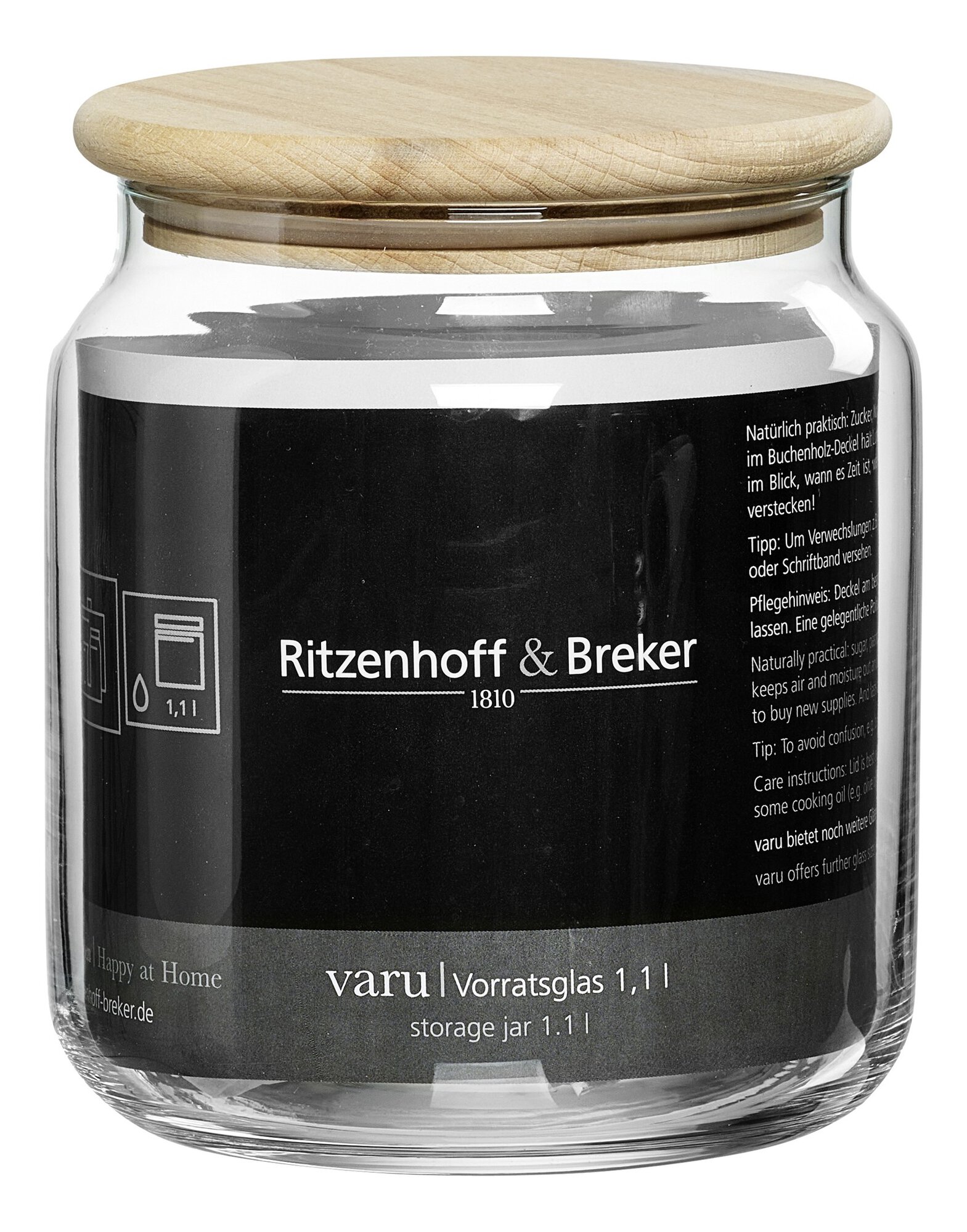 Vorratsglas Ritzenhoff & Breker aus Glas mit Holzdeckel 1,1