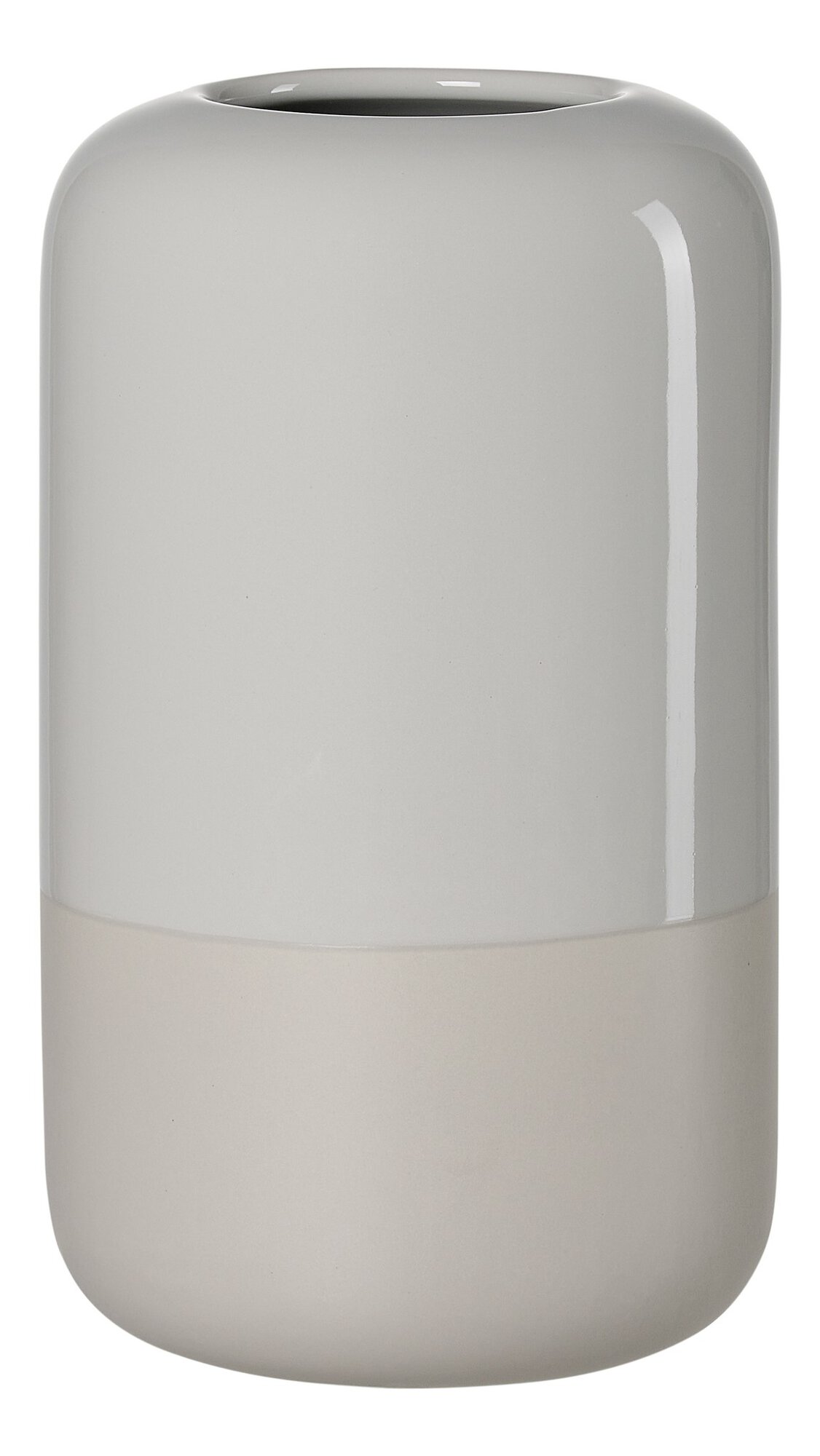 Keramikvase in Grau und Beige mit glatter Oberfläche
