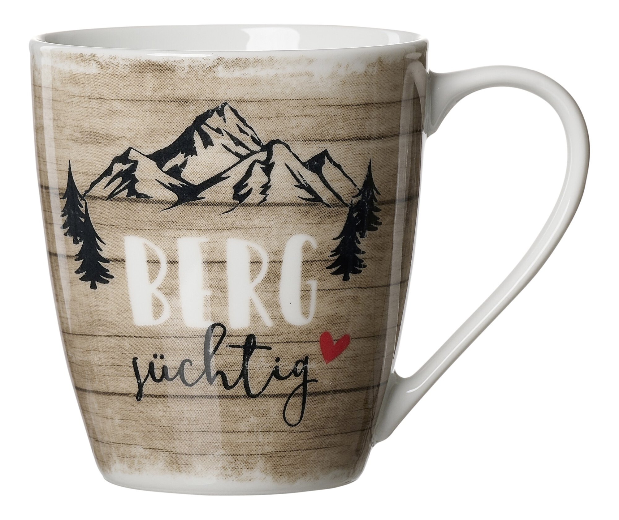 Tasse mit Bergmotiv und Aufschrift Berg süchtig