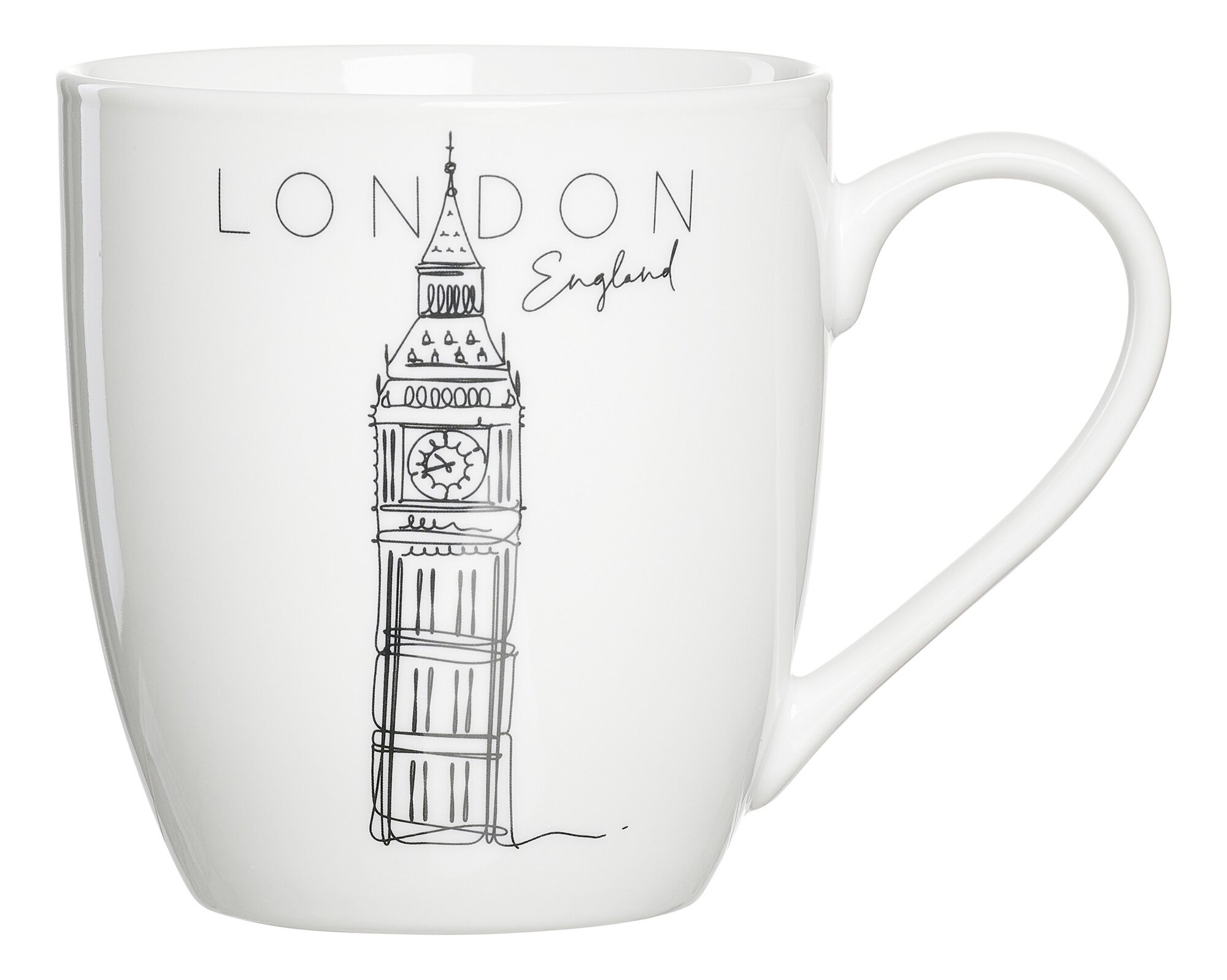 Keramiktasse weiß mit Zeichnung von Big Ben London