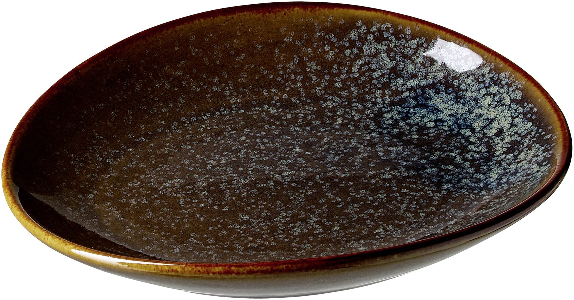 Steingut Schüssel braun mit blauem Sternenmuster