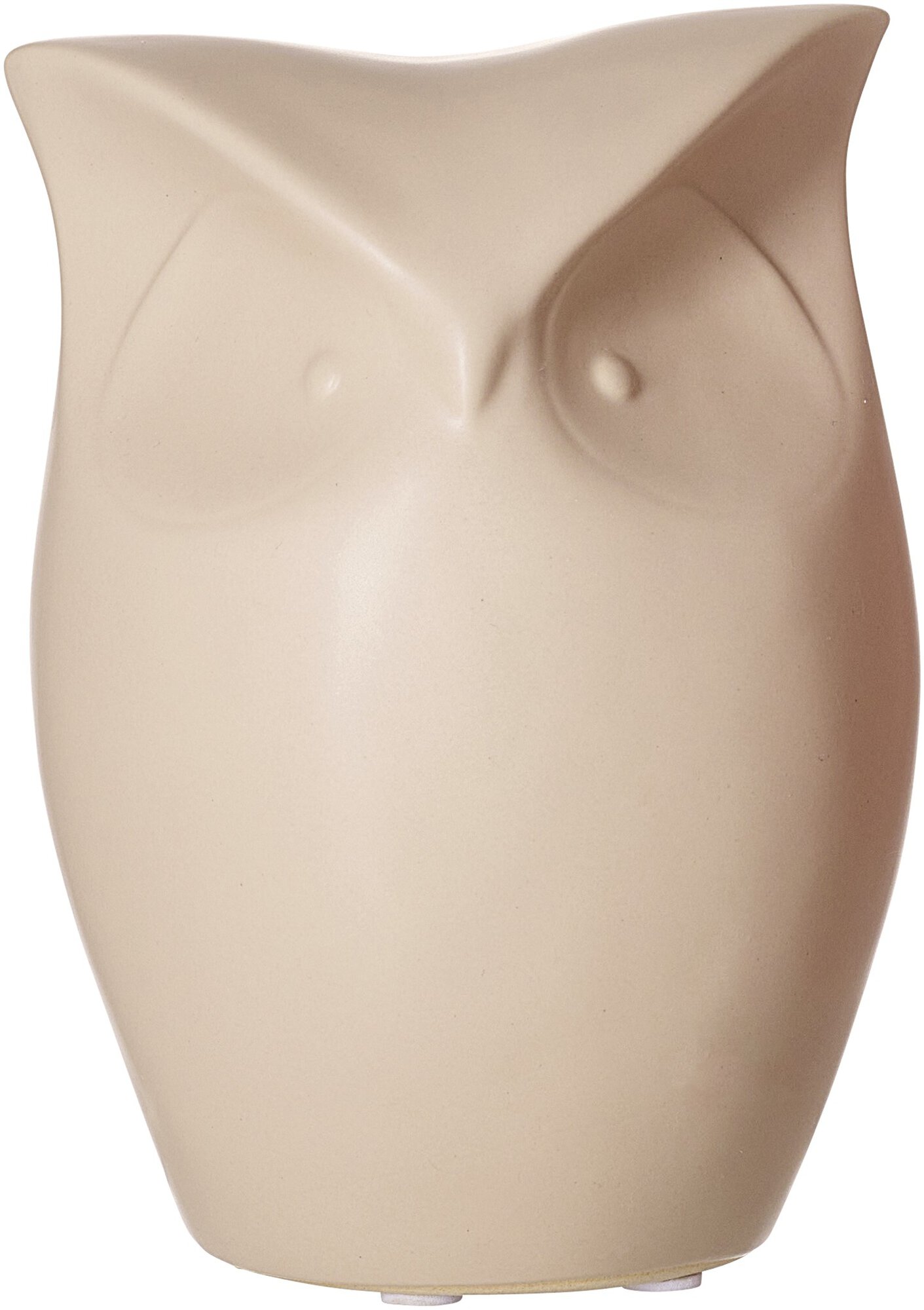 Beige Keramik Eulen Figur als Deko