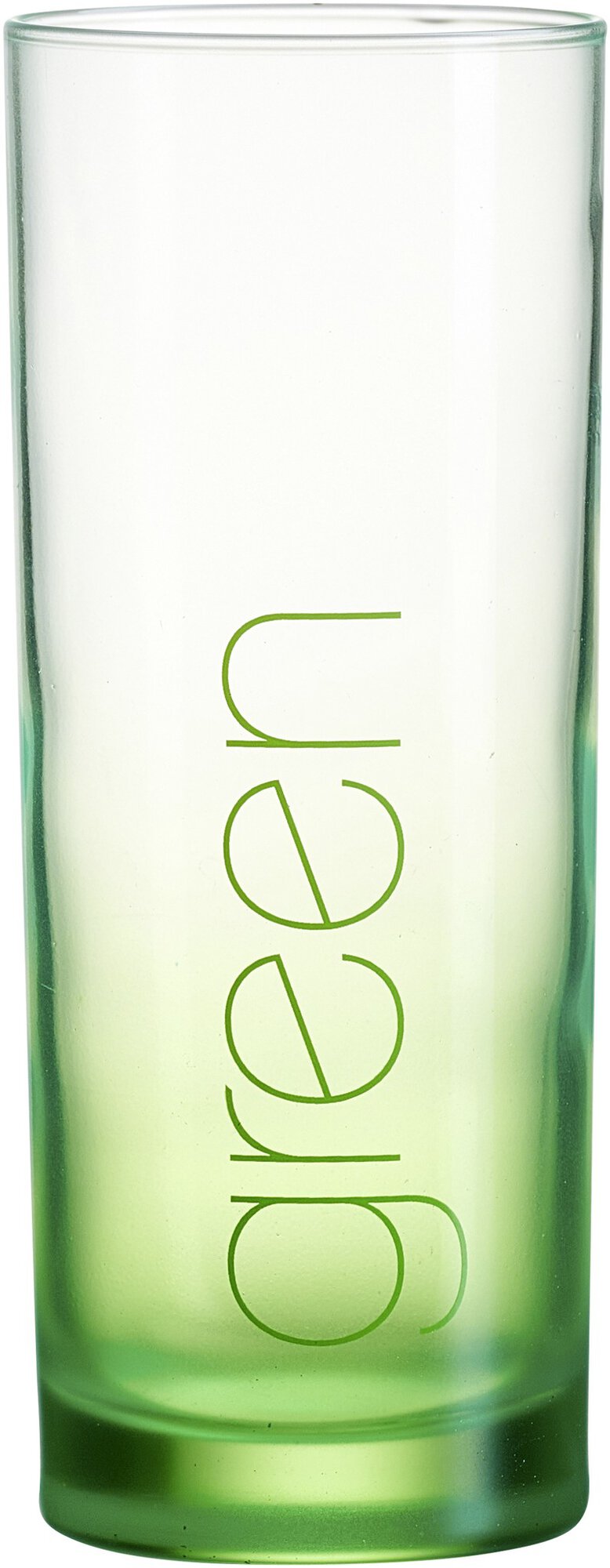 Grünes Trinkglas mit Schriftzug green