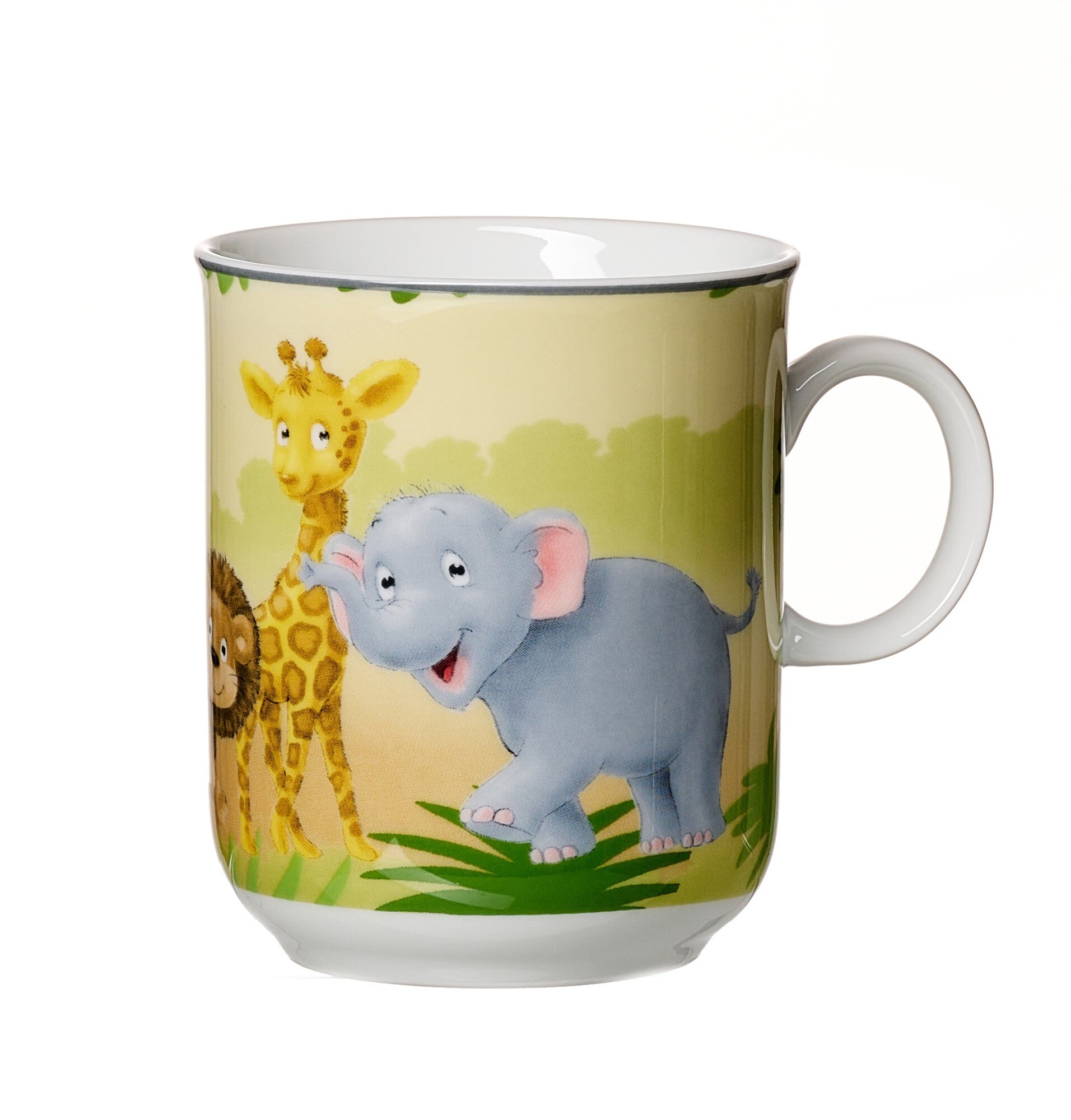 Kindertasse mit lustigem Elefanten und Giraffen-Motiv im Saf