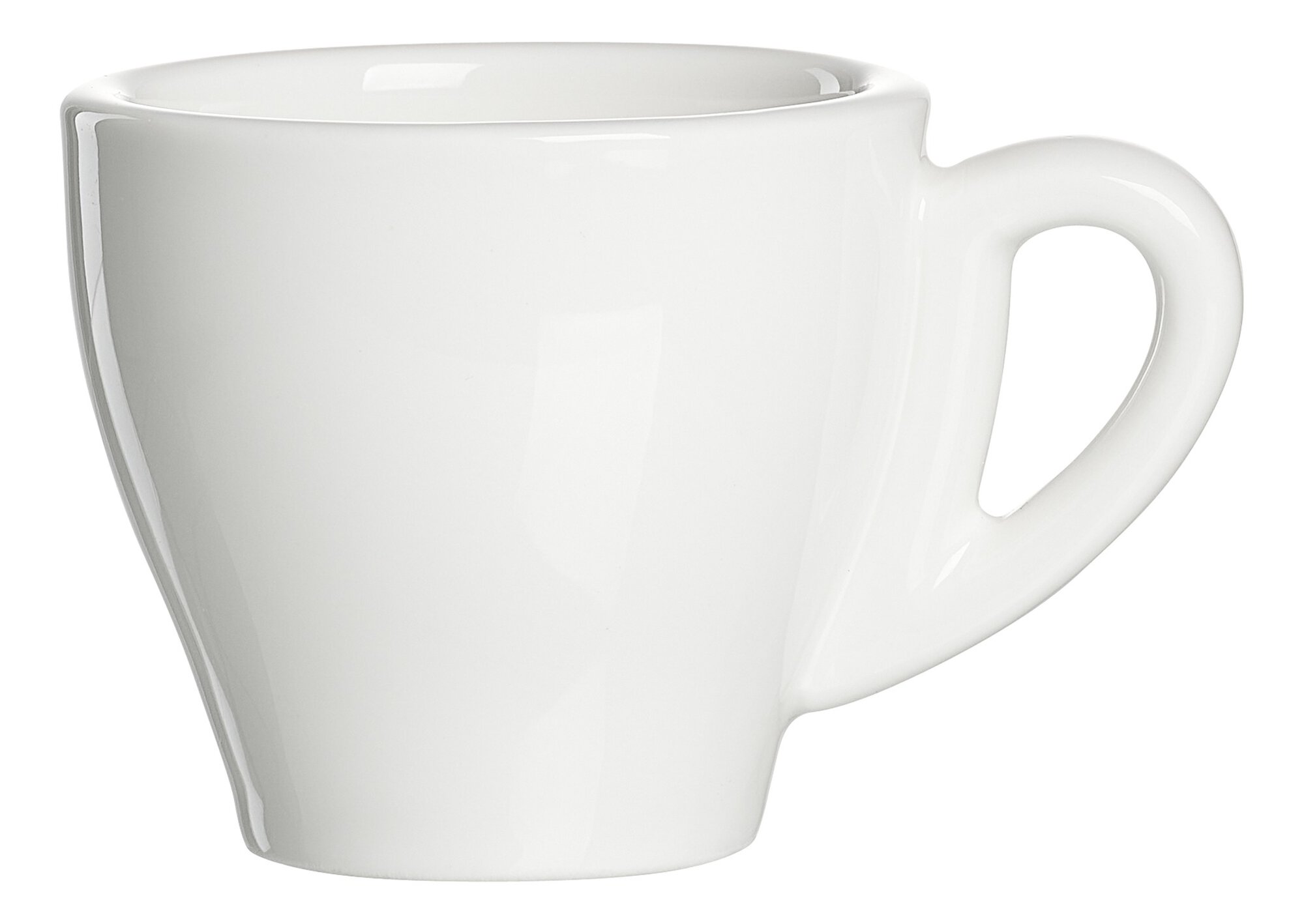 Weiße Porzellan-Kaffeetasse mit Henkel