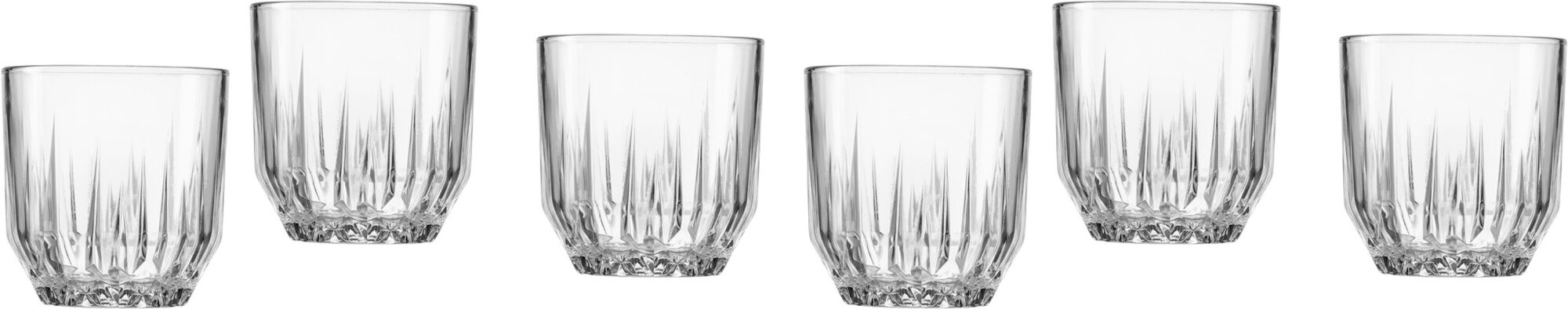 6er Set Whiskygläser aus klarem Glas mit Schliffmuster