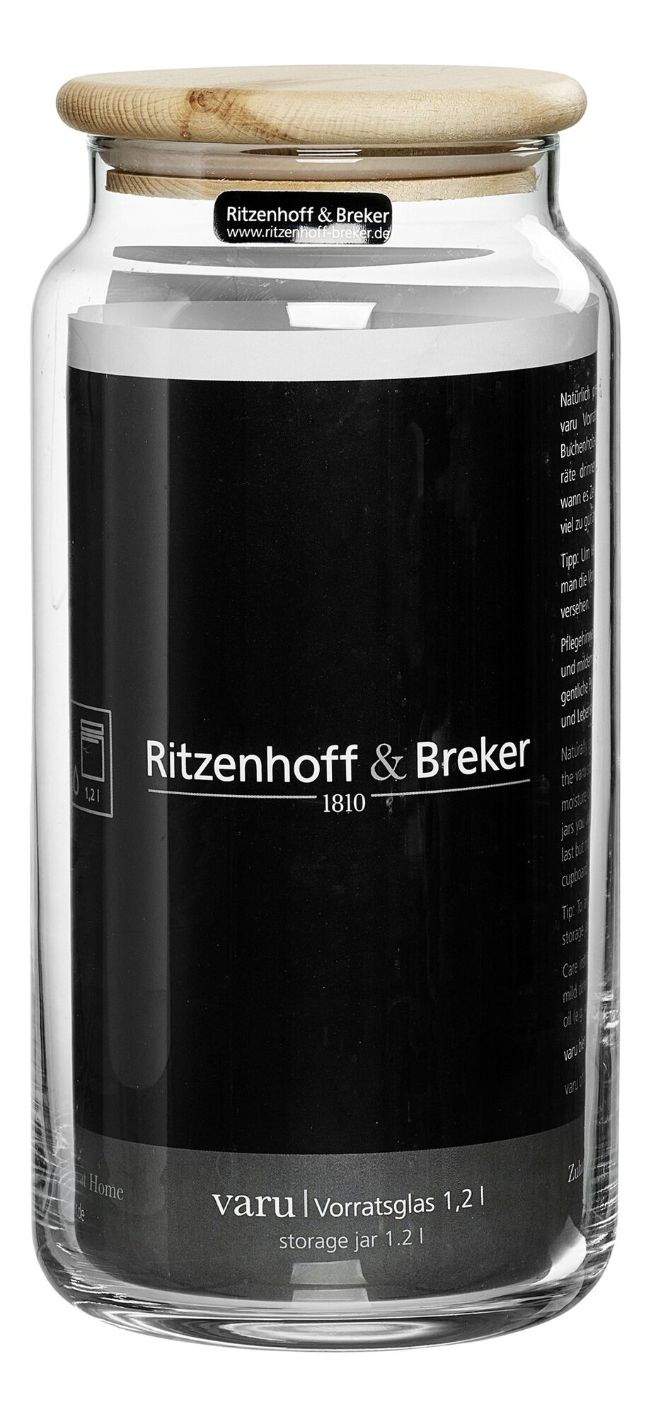 Klares Vorratsglas 1,2 l mit Holzdeckel von Ritzenhoff & Bre