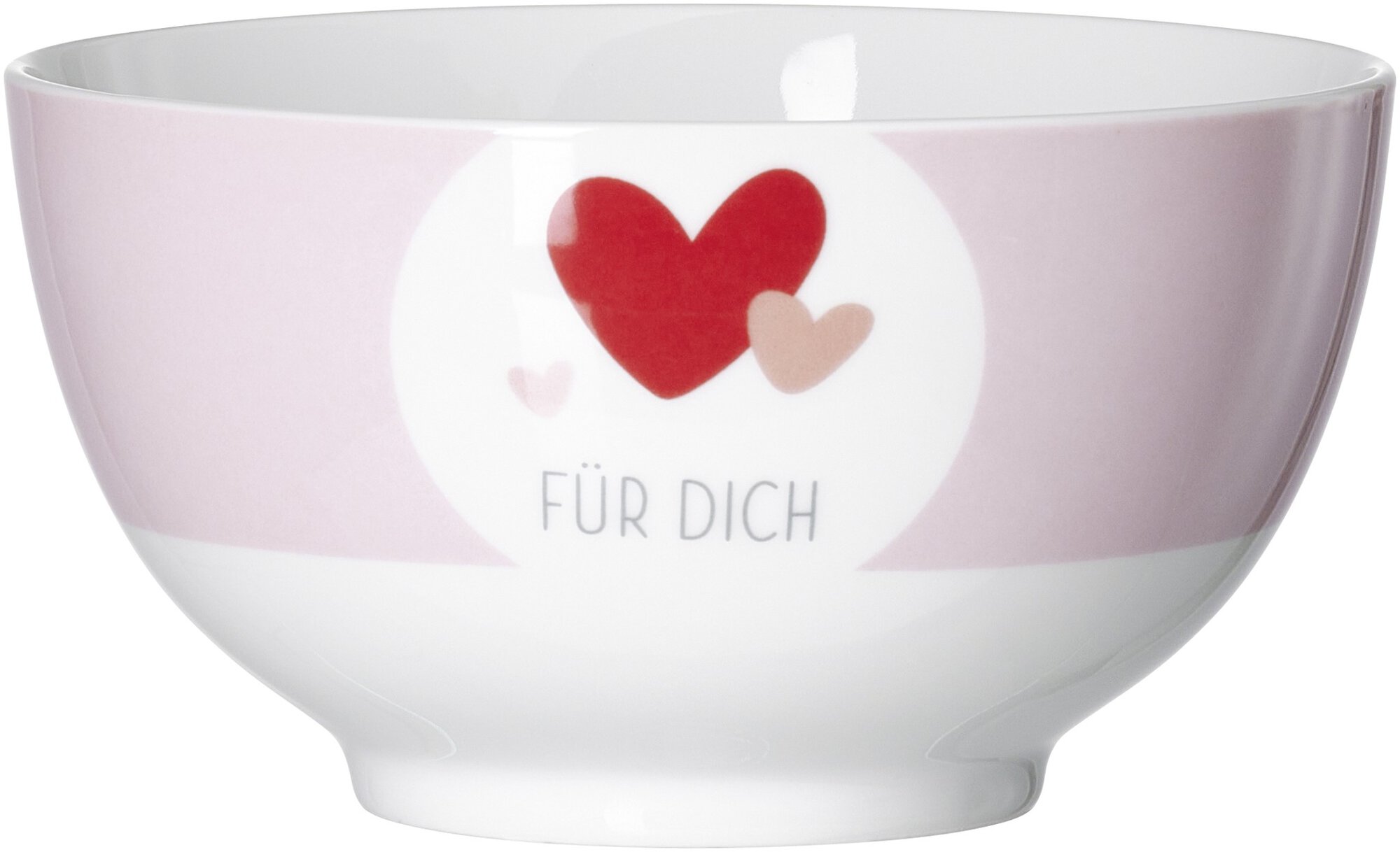 Weiße Schale mit rosa Herzmotiv und Aufschrift Für Dich