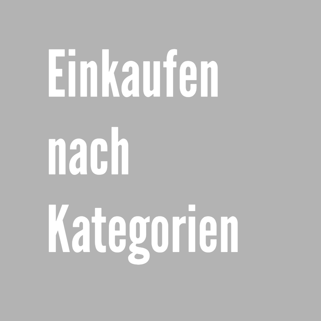 Textbild mit Schriftzug Einkaufen nach Kategorien