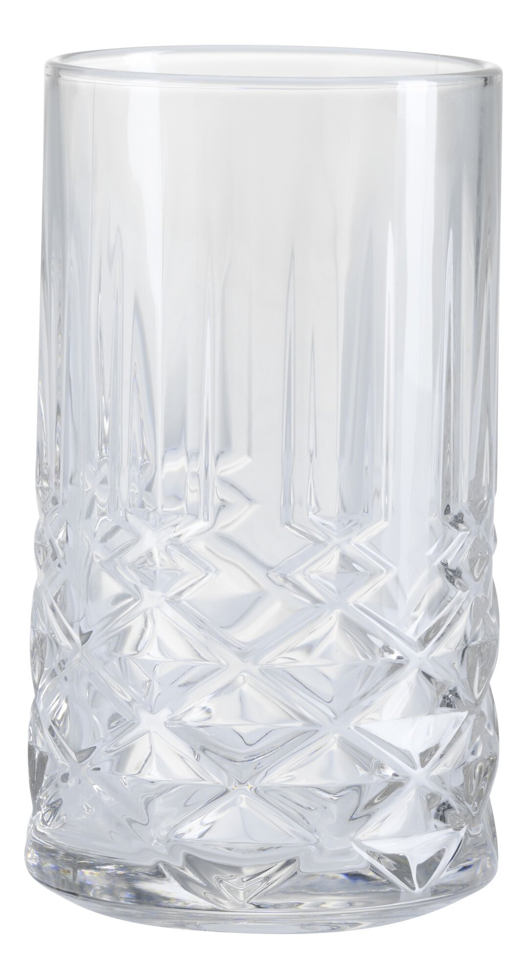 Klares Kristallglas mit dekorativem Diamantschliff