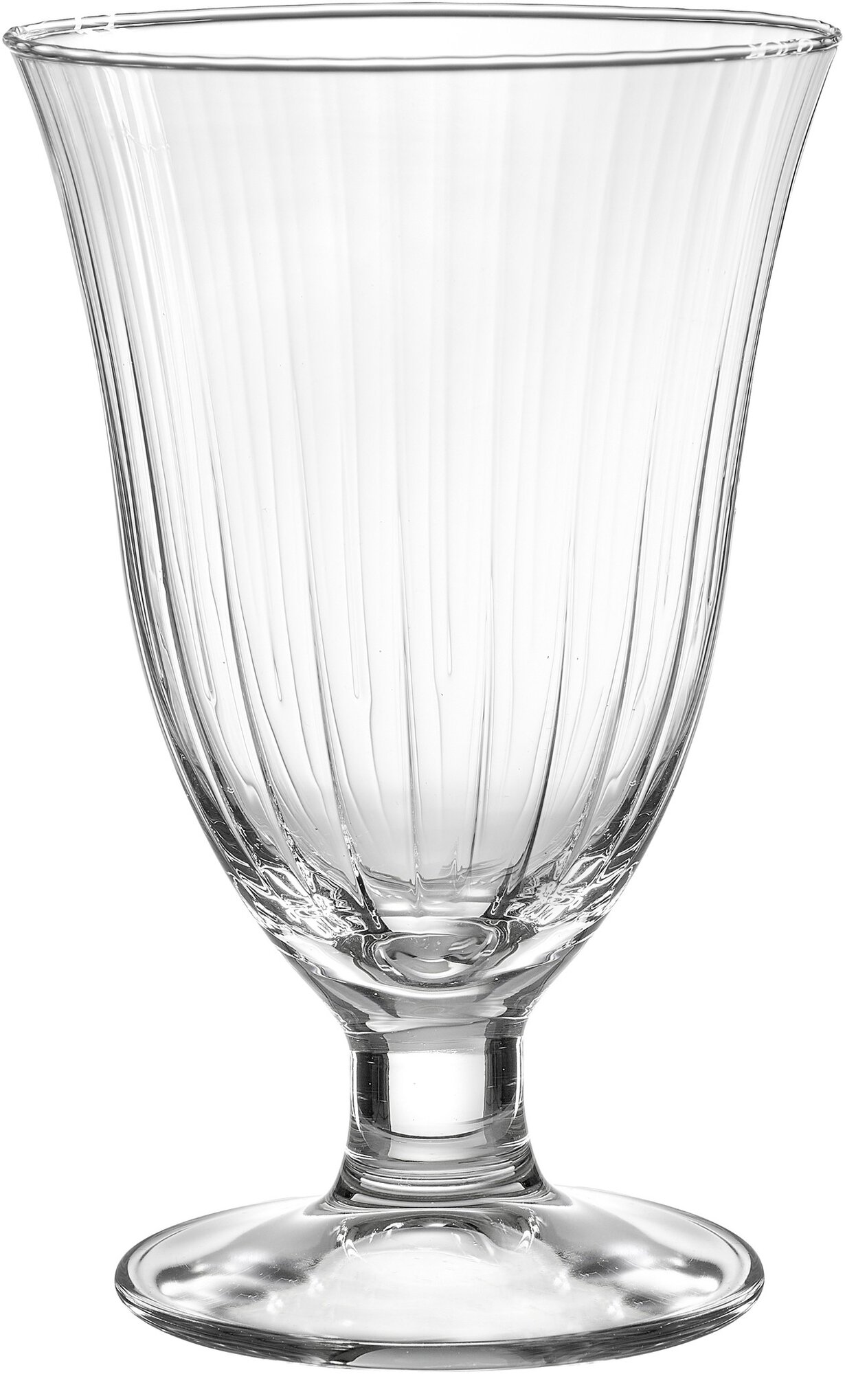 Klares Glas mit Stiel und gebogenem Rand