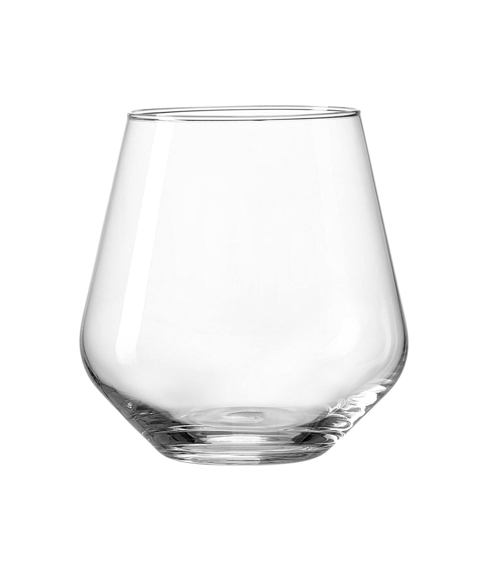Klares Glas mit breiter Öffnung und rundem Boden