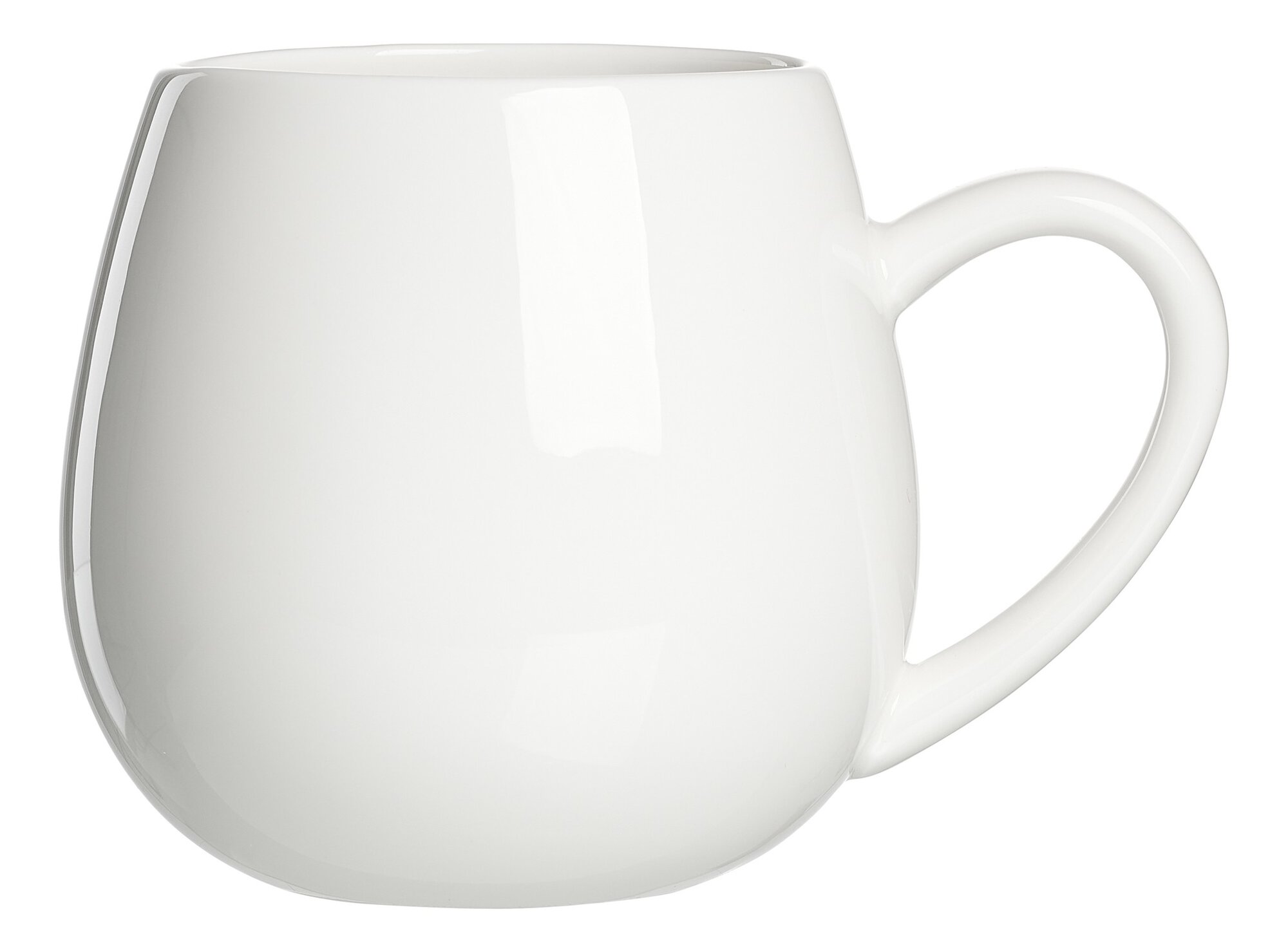 Weiße runde Keramiktasse mit Henkel