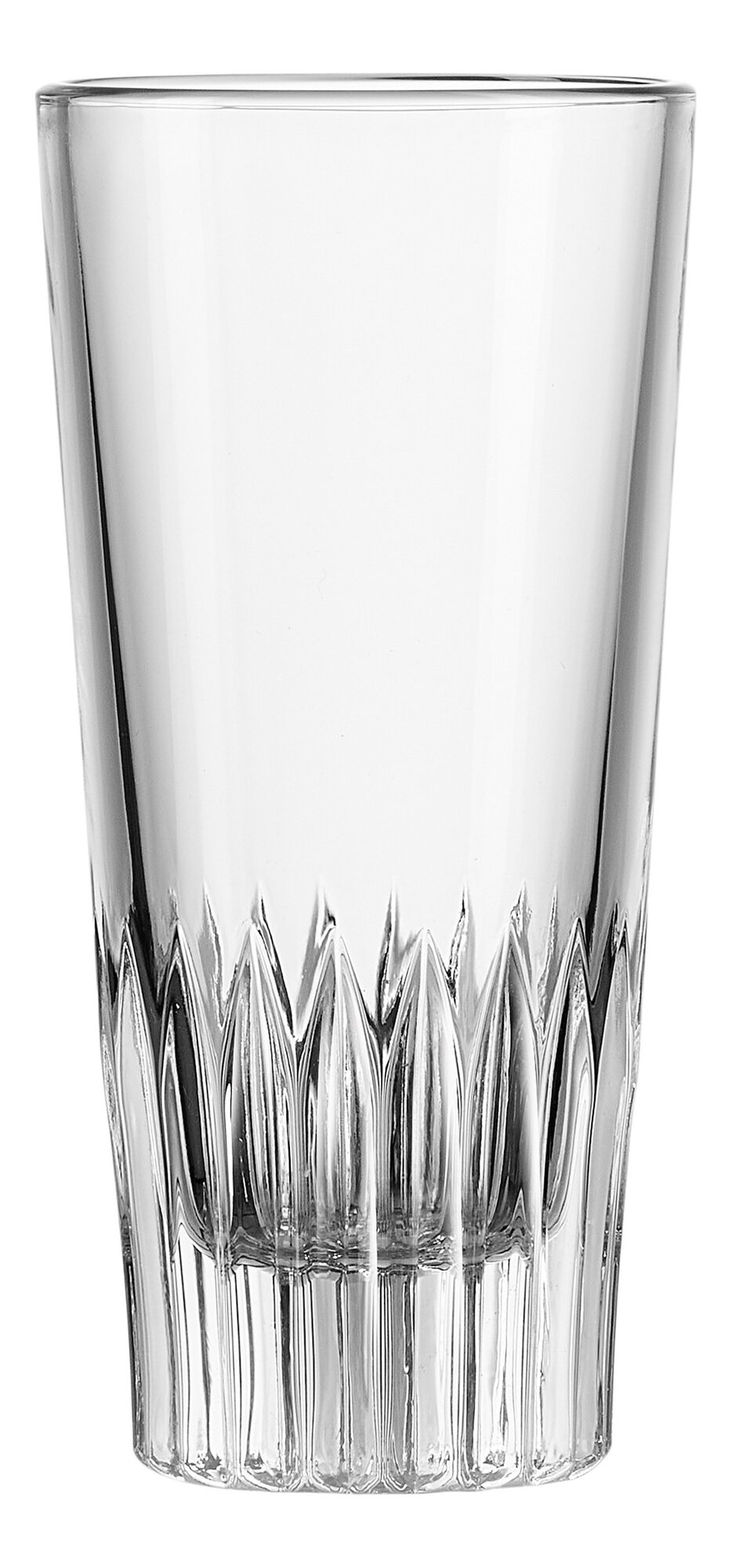 Transparentes Trinkglas mit facettiertem Boden