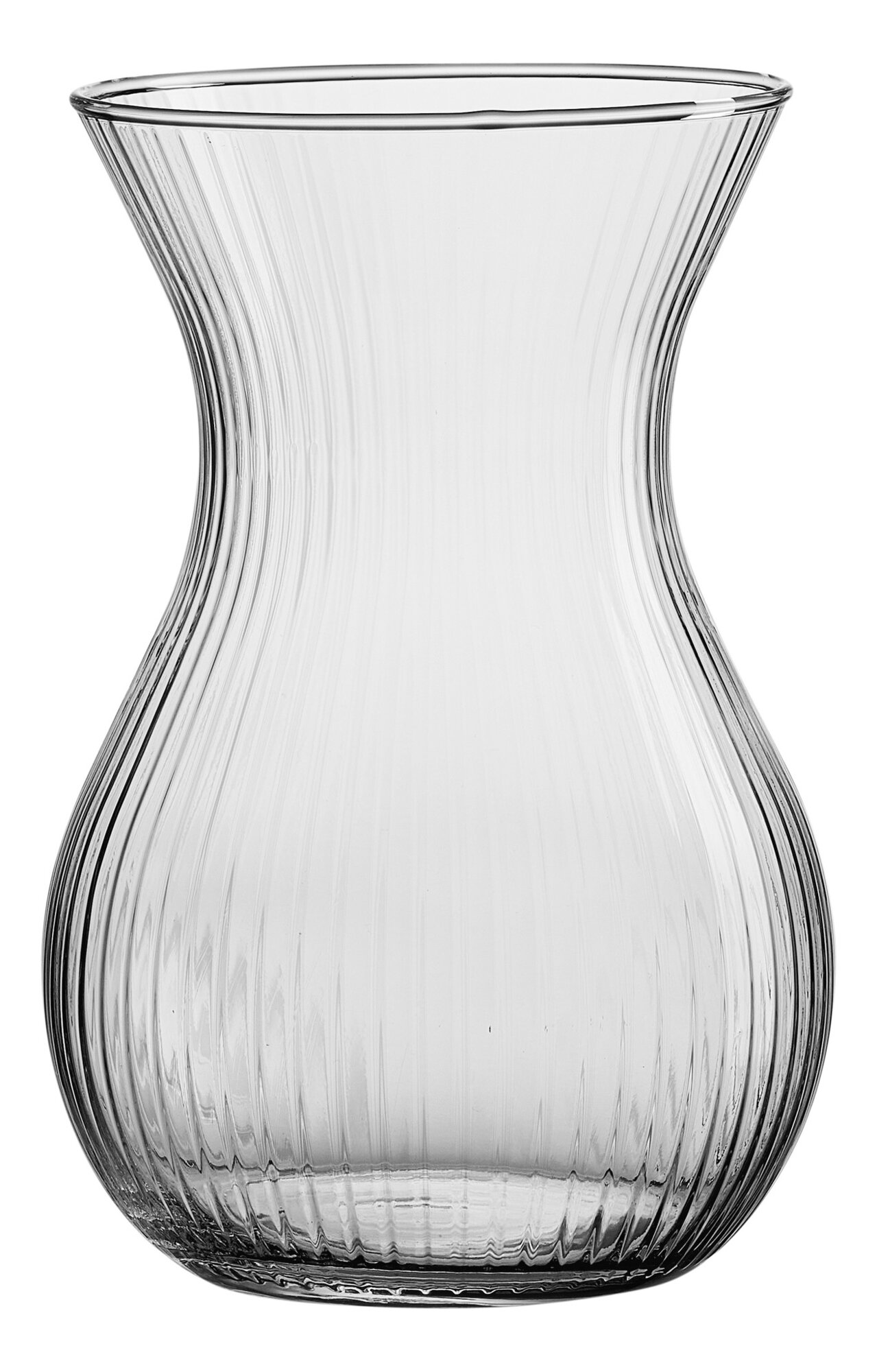 Klare gläserne Vase mit gewellter Oberfläche