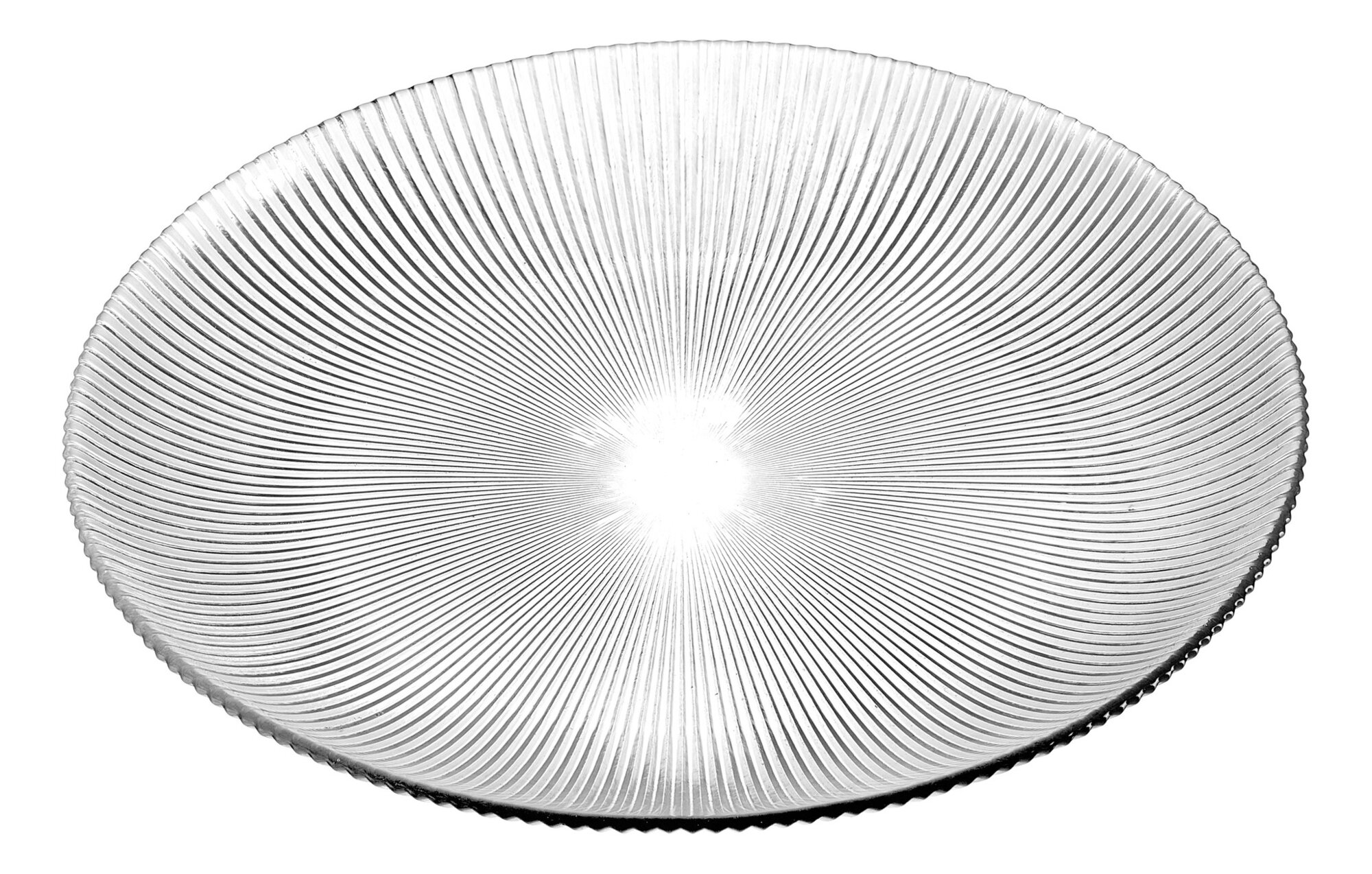 Transparente runde Glasschale mit feinem Radiomuster