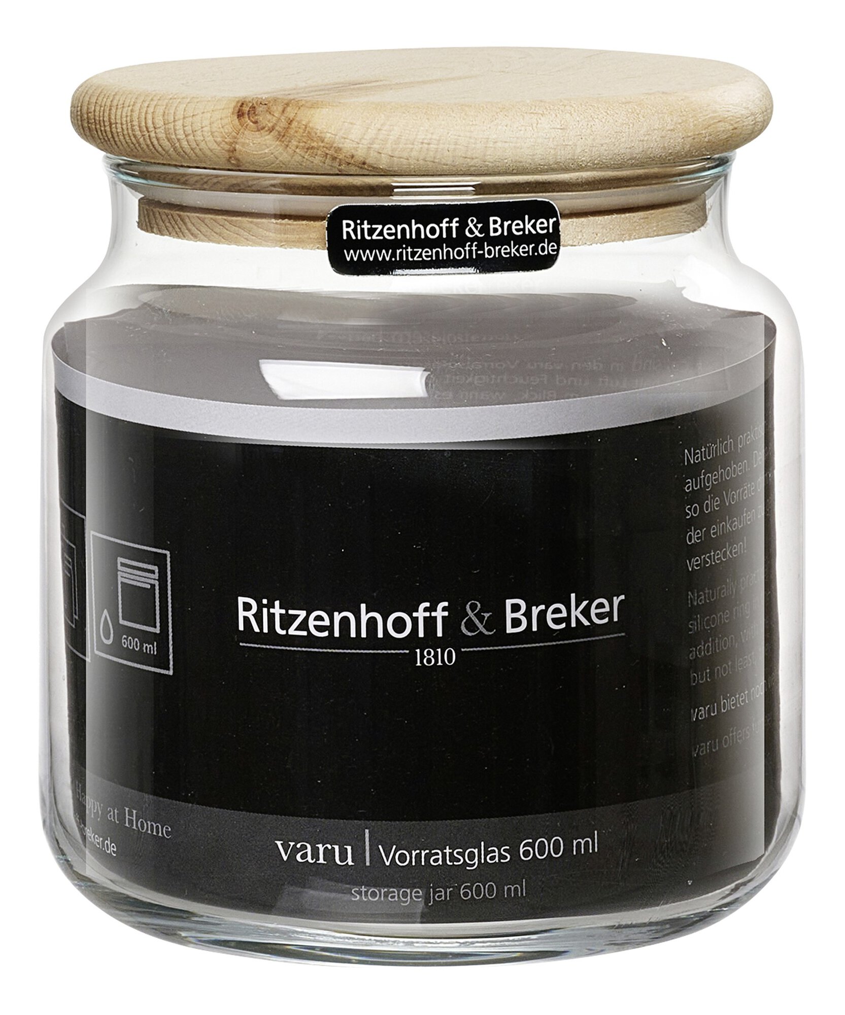 Vorratsglas 600 ml aus Glas mit Holzdeckel Ritzenhoff & Brek