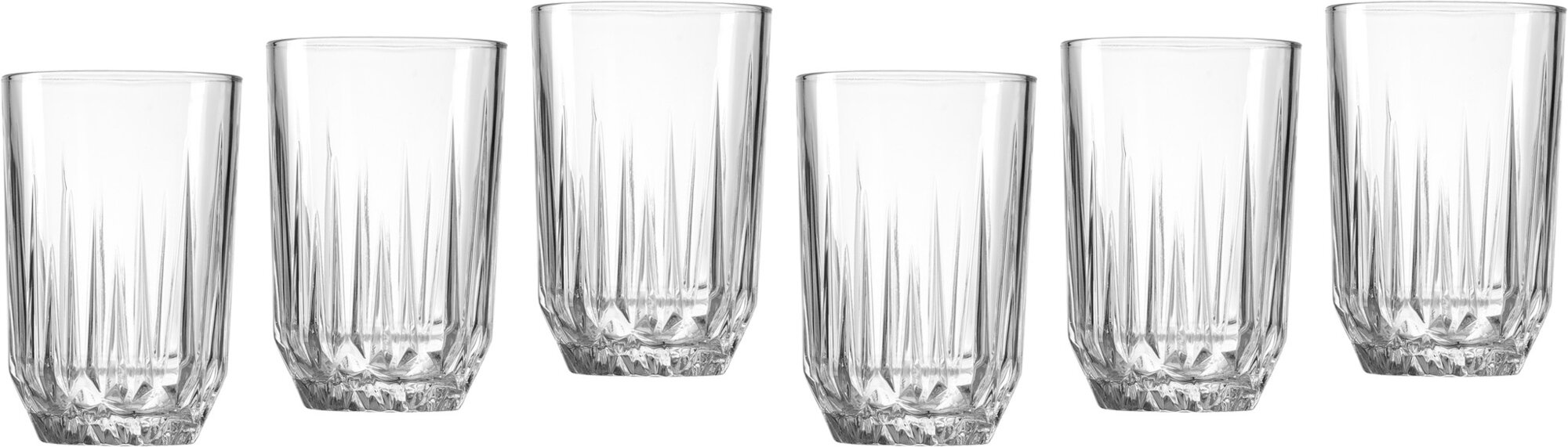 6 Kristallgläser mit modernem Schliffmuster aus Glas