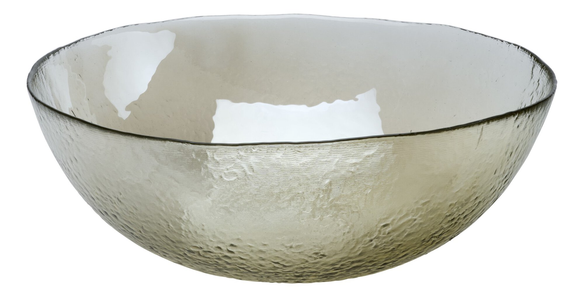 Große transparente Glasschale mit unregelmäßiger Struktur