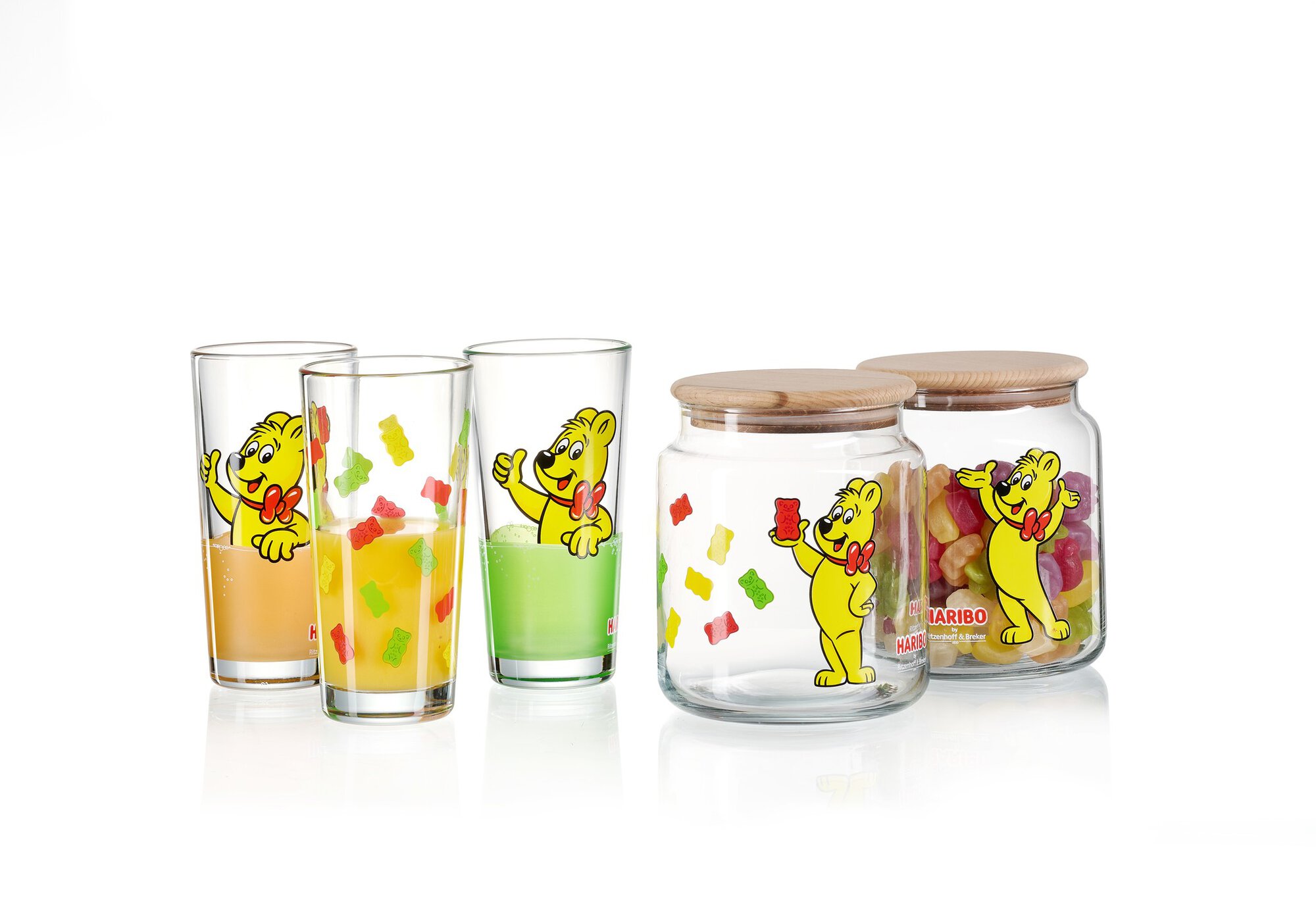 HARIBO Gläser und Vorratsgläser mit Goldbär und Süßigkeiten